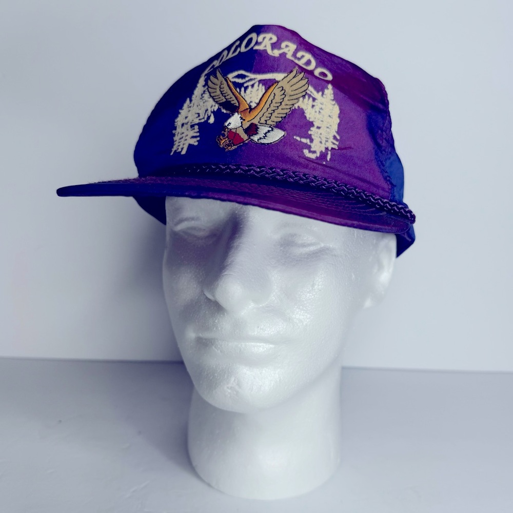 KC Vintage Iridescent Purple Colorado Mountains & Eagle Baseball Cap Adjustable